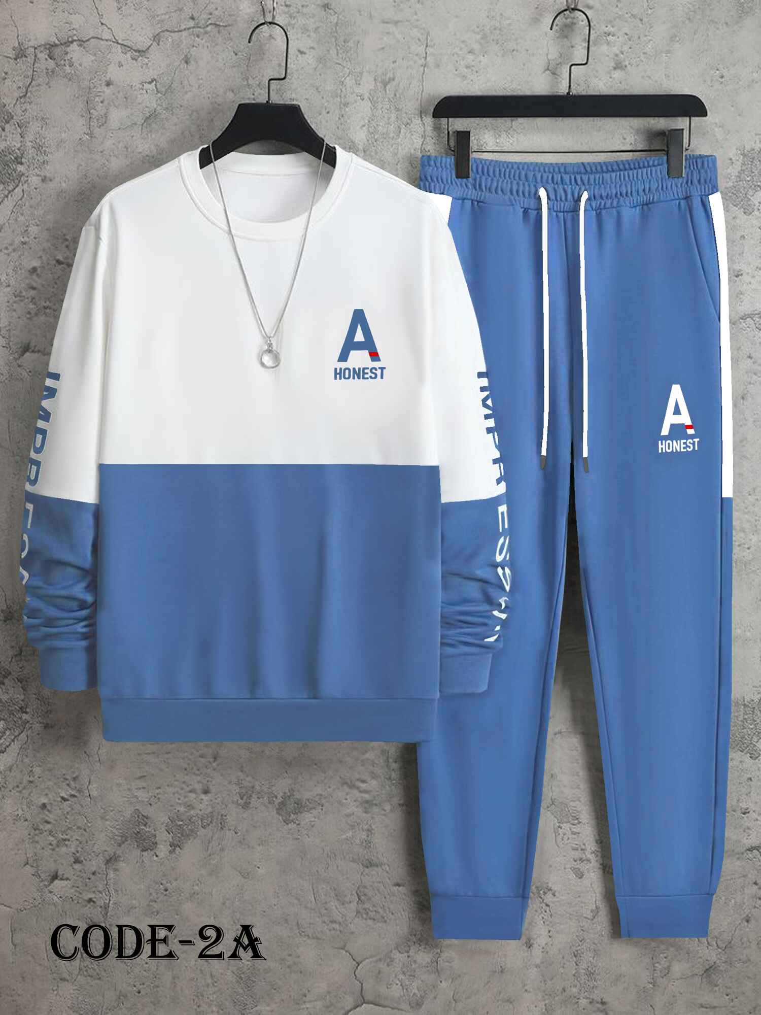 Men's Long Sleeve Sweatshirt And Sweatpants Joggers Set For Winter - 2A